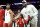 Los Angeles, CA - December 10: Lakers' LeBron James, right, pats the back of USC Trojans guard Bronny James (6) before the game against the Long Beach State 49ers at Galen Center in Los Angeles Sunday, Dec. 10, 2023.  (Jason Armond / Los Angeles Times via Getty Images)