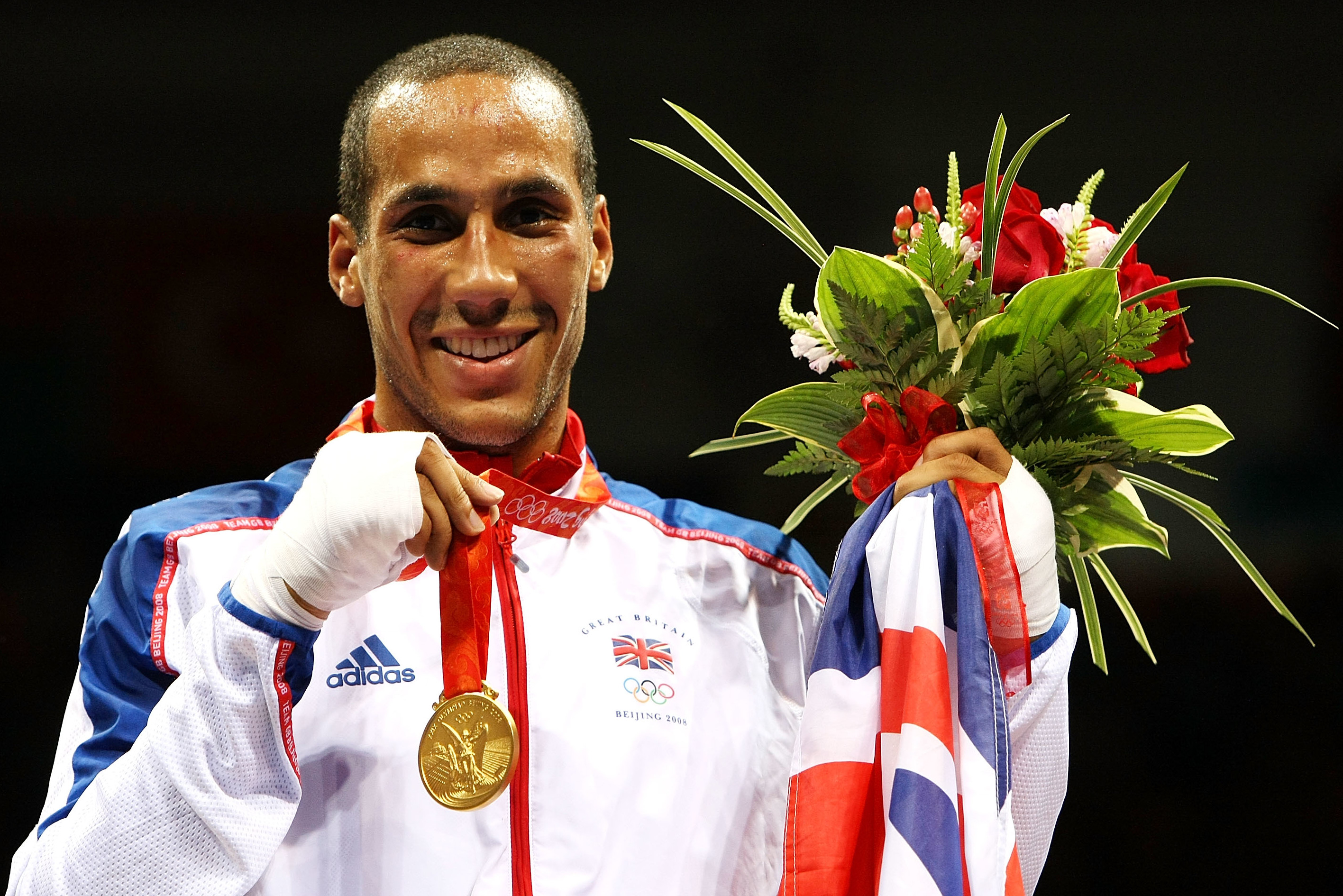 BEIJING - AUGUST 23:  Gold medalist James Degale of Great Britain poses during the medal ceremony for the Men's Middle (75kg) Final Bout held at Workers' Indoor Arena on Day 15 of the Beijing 2008 Olympic Games on August 23, 2008 in Beijing, China.  (Photo by Nick Laham/Getty Images)