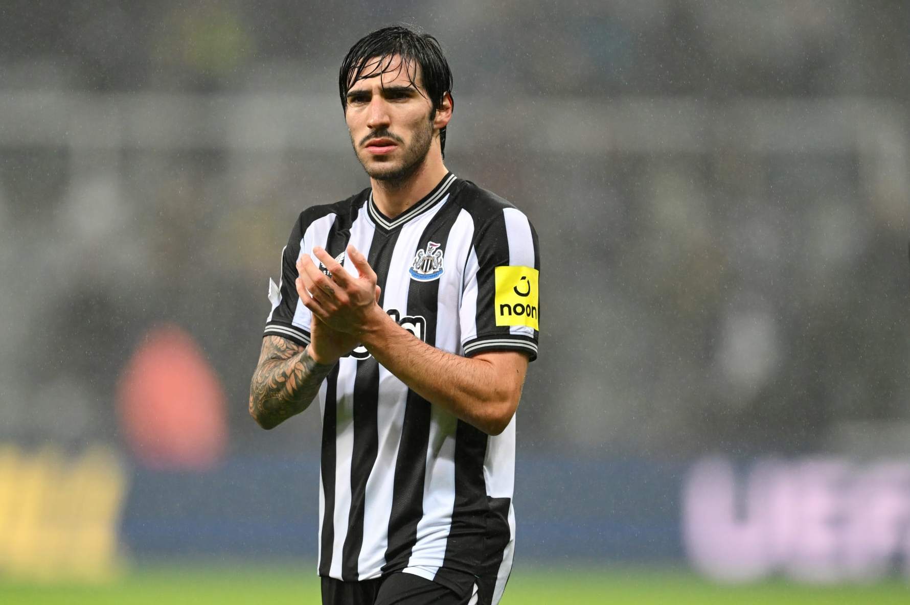 NEWCASTLE UPON TYNE, ENGLAND - OCTOBER 25: Sandro Tonali of Newcastle looks on after the UEFA Champions League match between Newcastle United FC and Borussia Dortmund at St. James Park on October 25, 2023 in Newcastle upon Tyne, England. (Photo by Michael Regan/Getty Images)