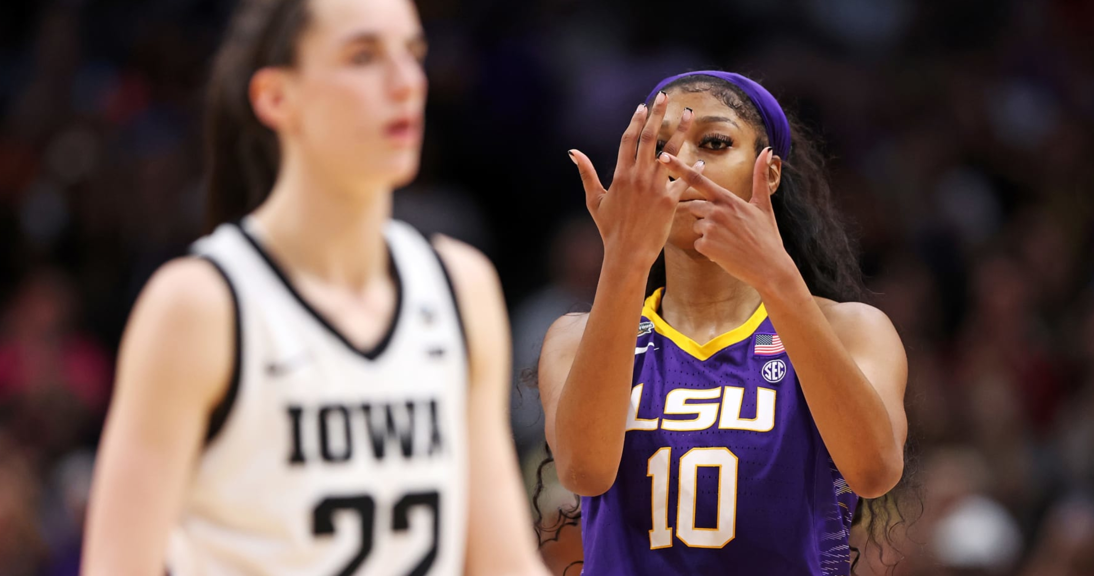 LSU's Angel Reese Explains Gestures to Iowa's Caitlin Clark 'I Was in