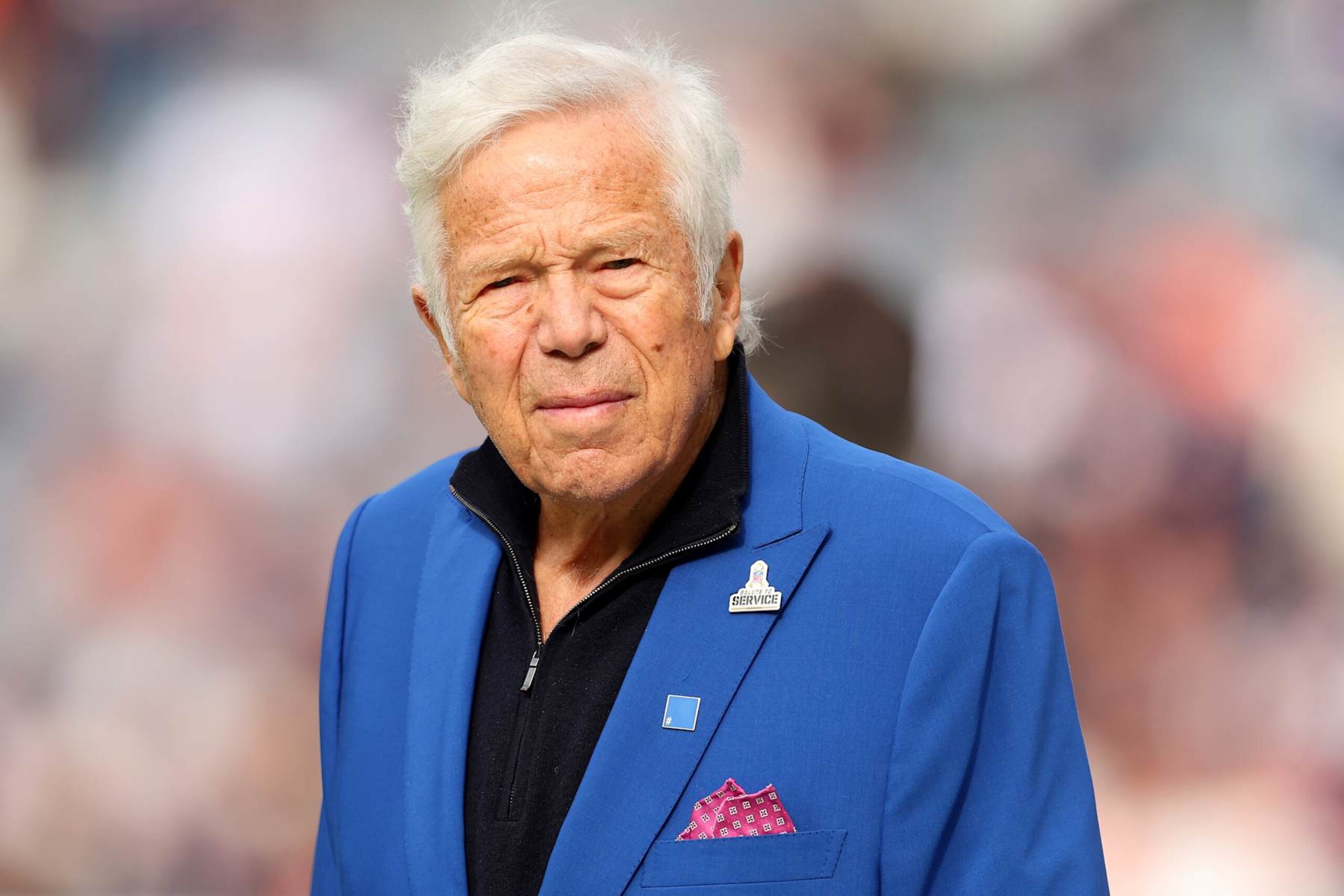 CHICAGO, ILLINOIS - NOVEMBER 10: New England Patriots team owner Robert Kraft looks on before the game against the Chicago Bears at Soldier Field on November 10, 2024 in Chicago, Illinois. (Photo by Michael Reaves/Getty Images) CHICAGO, ILLINOIS - NOVEMBER 10: New England Patriots team owner Robert Kraft looks on before the game against the Chicago Bears at Soldier Field on November 10, 2024 in Chicago, Illinois. (Photo by Michael Reaves/Getty Images)