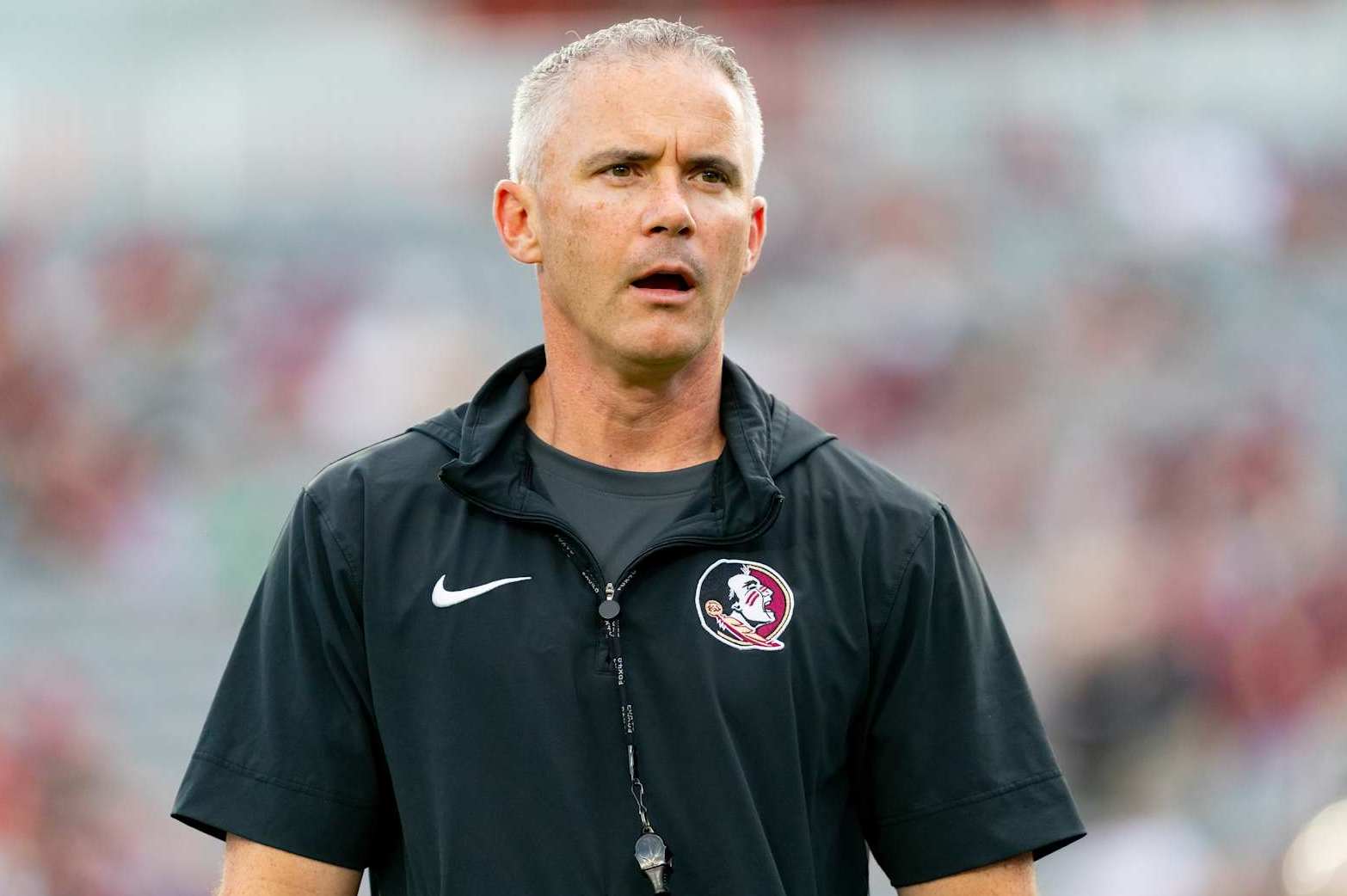 TALLAHASSEE, FL - SEPTEMBER 02:Florida State Seminoles head coach Mike Norvell walks the field before a college football game between the Boston College Eagles and the Florida State Seminoles on September 2nd, 2024 at Doak Campbell Stadium in Tallahassee, FL. (Photo by Chris Leduc/Icon Sportswire via Getty Images)