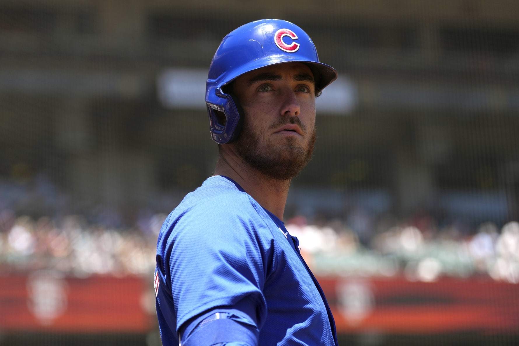 SAN FRANCISCO, CALIFORNIA - JUNE 27: Cody Bellinger #24 of the Chicago Cubs looks on from the on-deck circle against the San Francisco Giants in the top of the first inning at Oracle Park on June 27, 2024 in San Francisco, California. (Photo by Thearon W. Henderson/Getty Images)