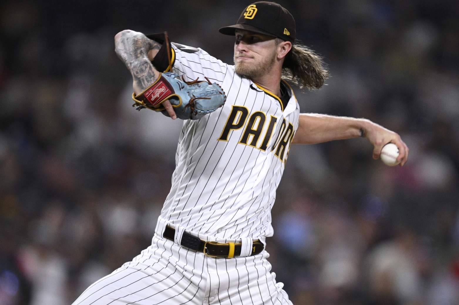 SAN DIEGO, CALIFORNIA - JULY 29: Josh Hader #71 of the San Diego Padres pitches during the ninth inning against the Texas Rangers at PETCO Park on July 29, 2023 in San Diego, California. (Photo by Orlando Ramirez/Getty Images)