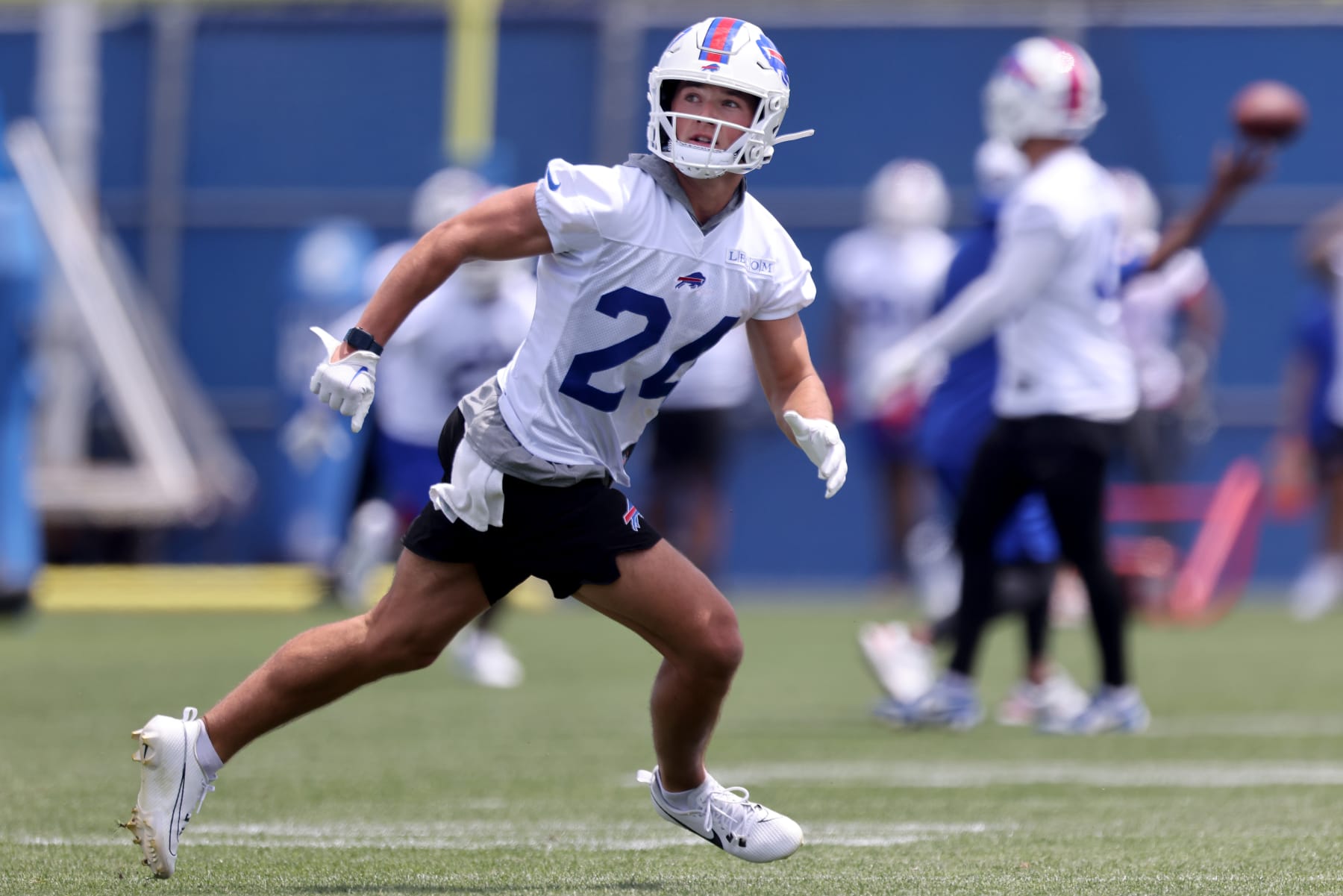 ORCHARD PARK, NEW YORK - JUNE 12: Cole Bishop #24 of the Buffalo Bills participates during the Buffalo Bills mandatory minicamp on June 12, 2024 in Orchard Park, New York. (Photo by Bryan Bennett/Getty Images)