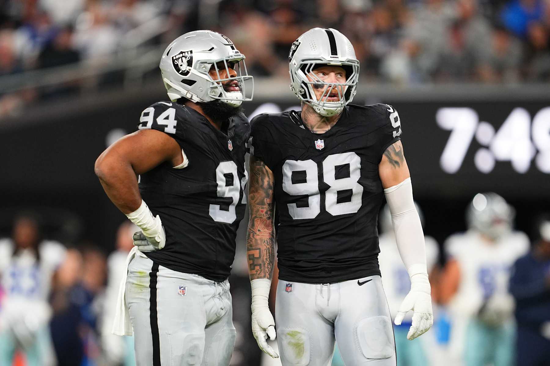 Las Vegas Raiders defenders Christian Wilkins (left) and Maxx Crosby (right)