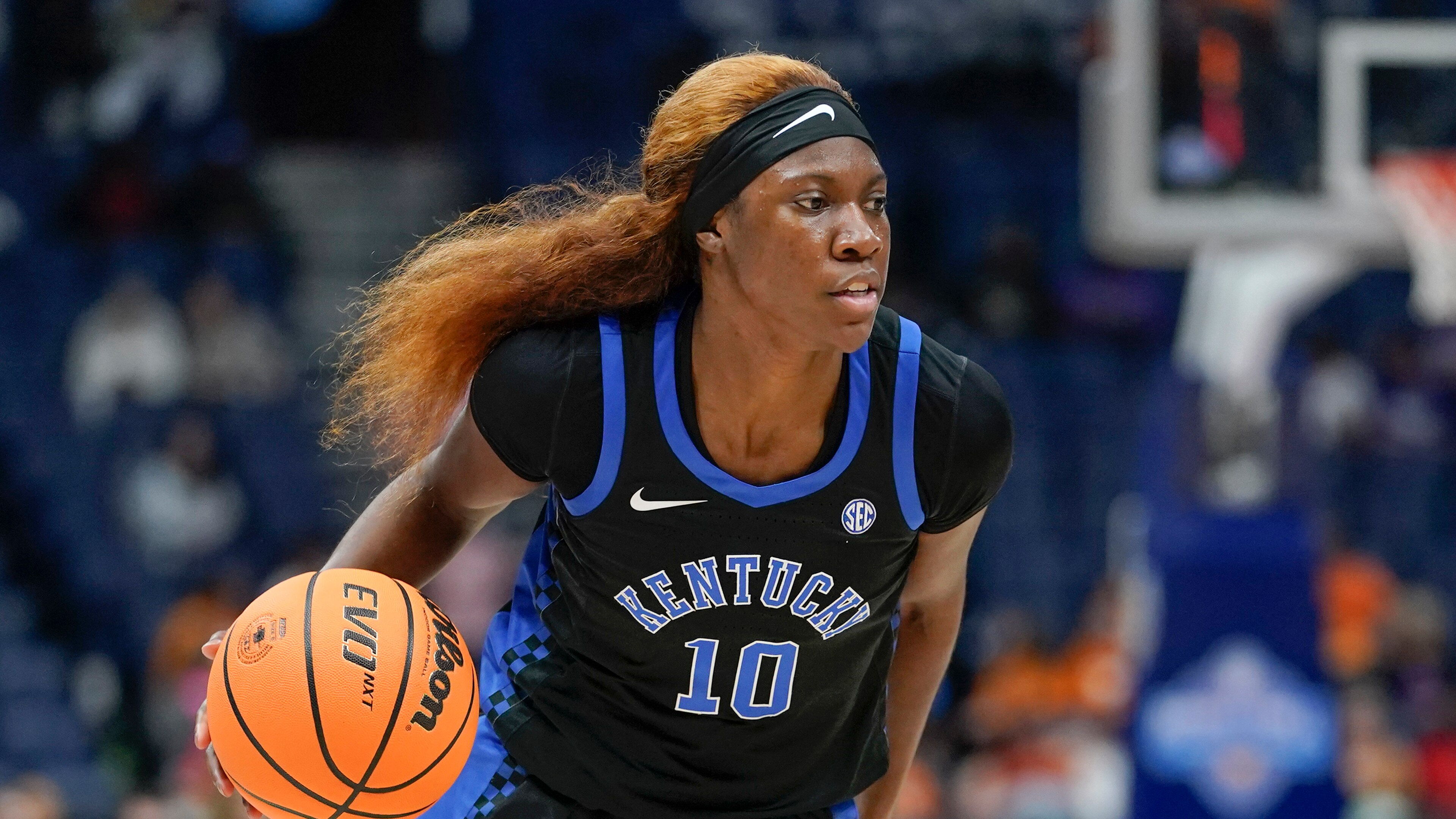 Kentucky's Rhyne Howard plays against LSU in an NCAA college basketball game at the women's Southeastern Conference tournament Friday, March 4, 2022, in Nashville, Tenn. (AP Photo/Mark Humphrey)