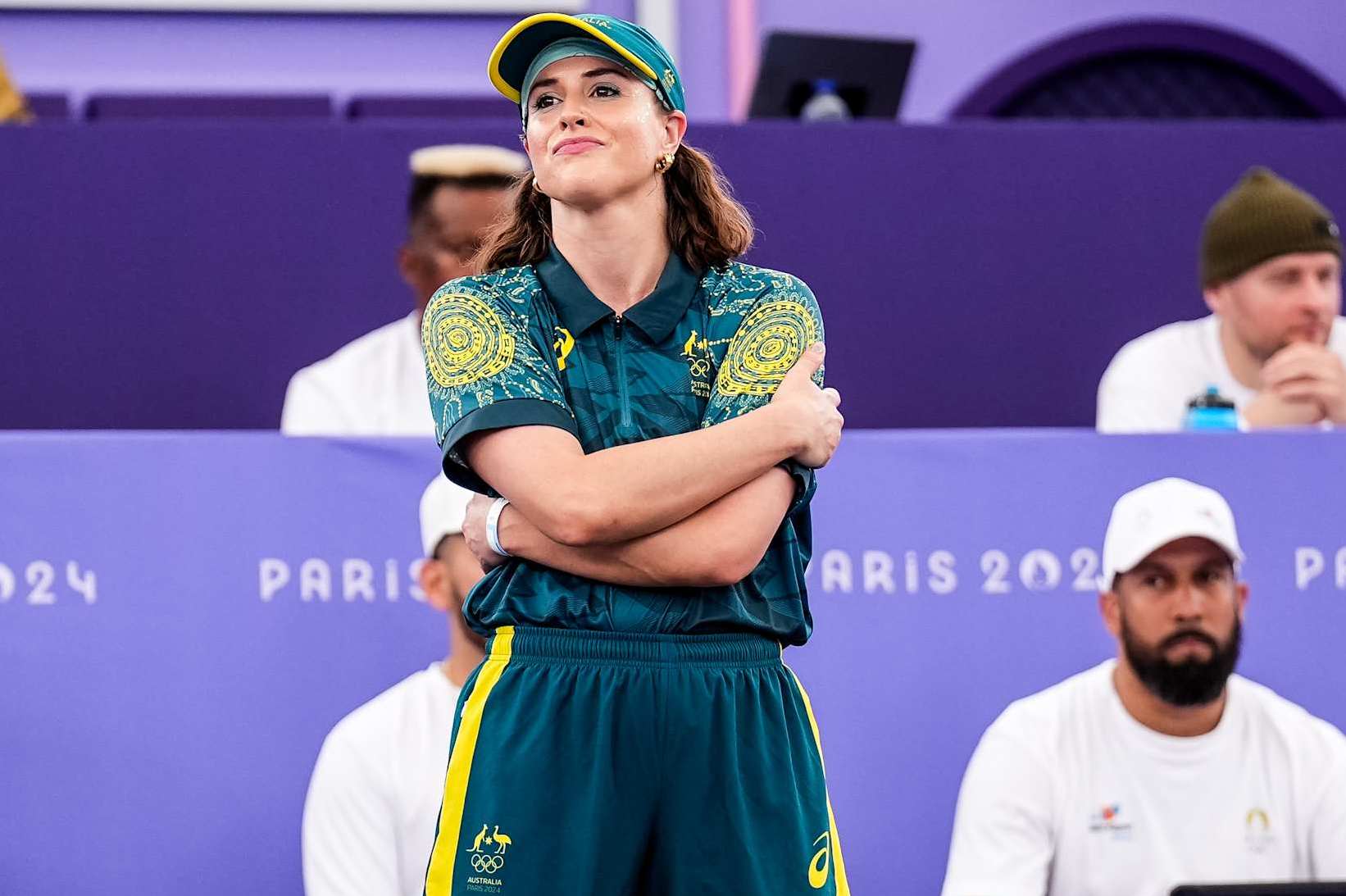 PARIS, FRANCE - AUGUST 9: B-Girl Raygun of Team Australia looks on before competing in the B-Girls Round Robin during Day 14 of Breaking - Olympic Games Paris 2024 at Place de la Concorde on August 9, 2024 in Paris, France. (Photo by Rene Nijhuis/BSR Agency/Getty Images)