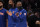 New York Knicks guard Kemba Walker, right, watches from the bench in the second half of an NBA basketball game against the Chicago Bulls, Thursday, Dec. 2, 2021, at Madison Square Garden in New York. (AP Photo/Mary Altaffer)