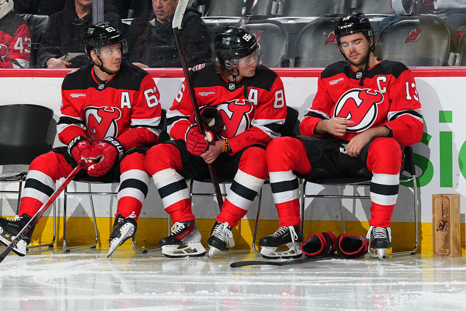 Jesper Bratt, Jack Hughes and Nico Hischier.