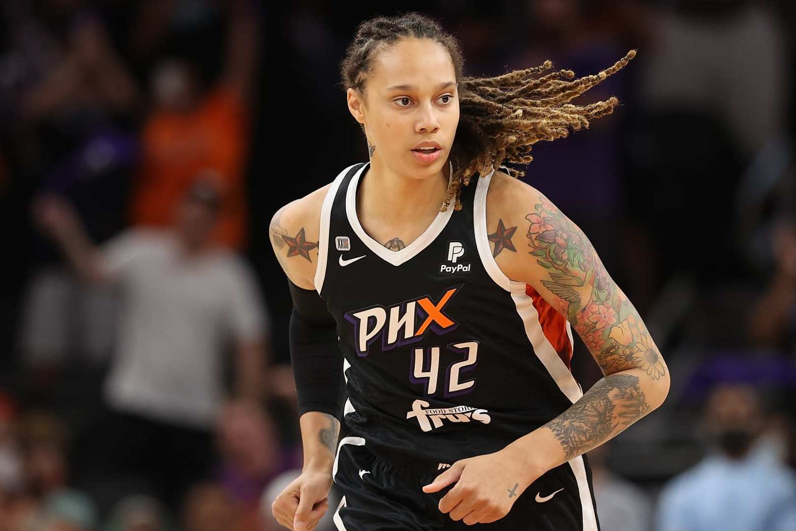 PHOENIX, ARIZONA - OCTOBER 06: Brittney Griner #42 of the Phoenix Mercury during the first half in Game Four of the 2021 WNBA semifinals at Footprint Center on October 06, 2021 in Phoenix, Arizona. NOTE TO USER: User expressly acknowledges and agrees that, by downloading and or using this photograph, User is consenting to the terms and conditions of the Getty Images License Agreement. (Photo by Christian Petersen/Getty Images)