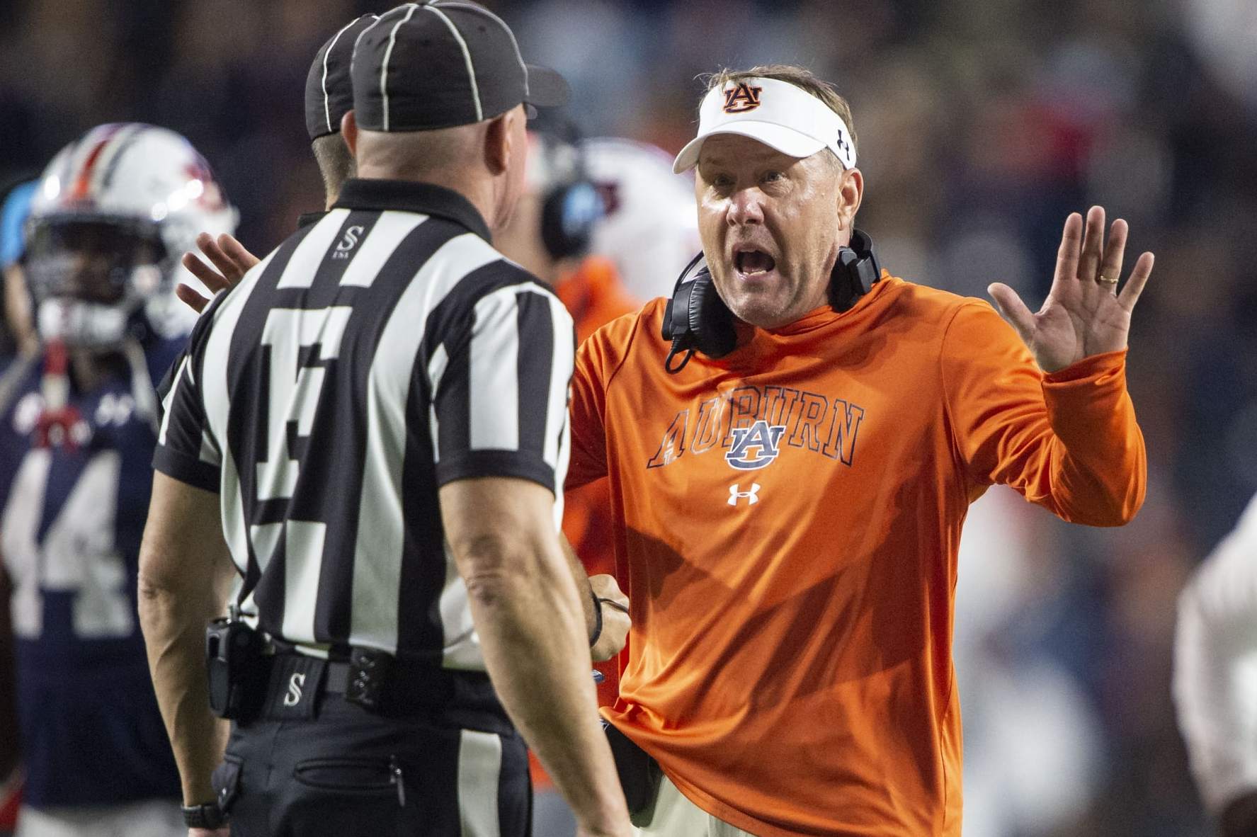 AUBURN, ALABAMA - NOVEMBER 25: Head coach Hugh Freeze of the Auburn Tigers during their game against the Alabama Crimson Tide at Jordan-Hare Stadium on November 25, 2023 in Auburn, Alabama. (Photo by Michael Chang/Getty Images)