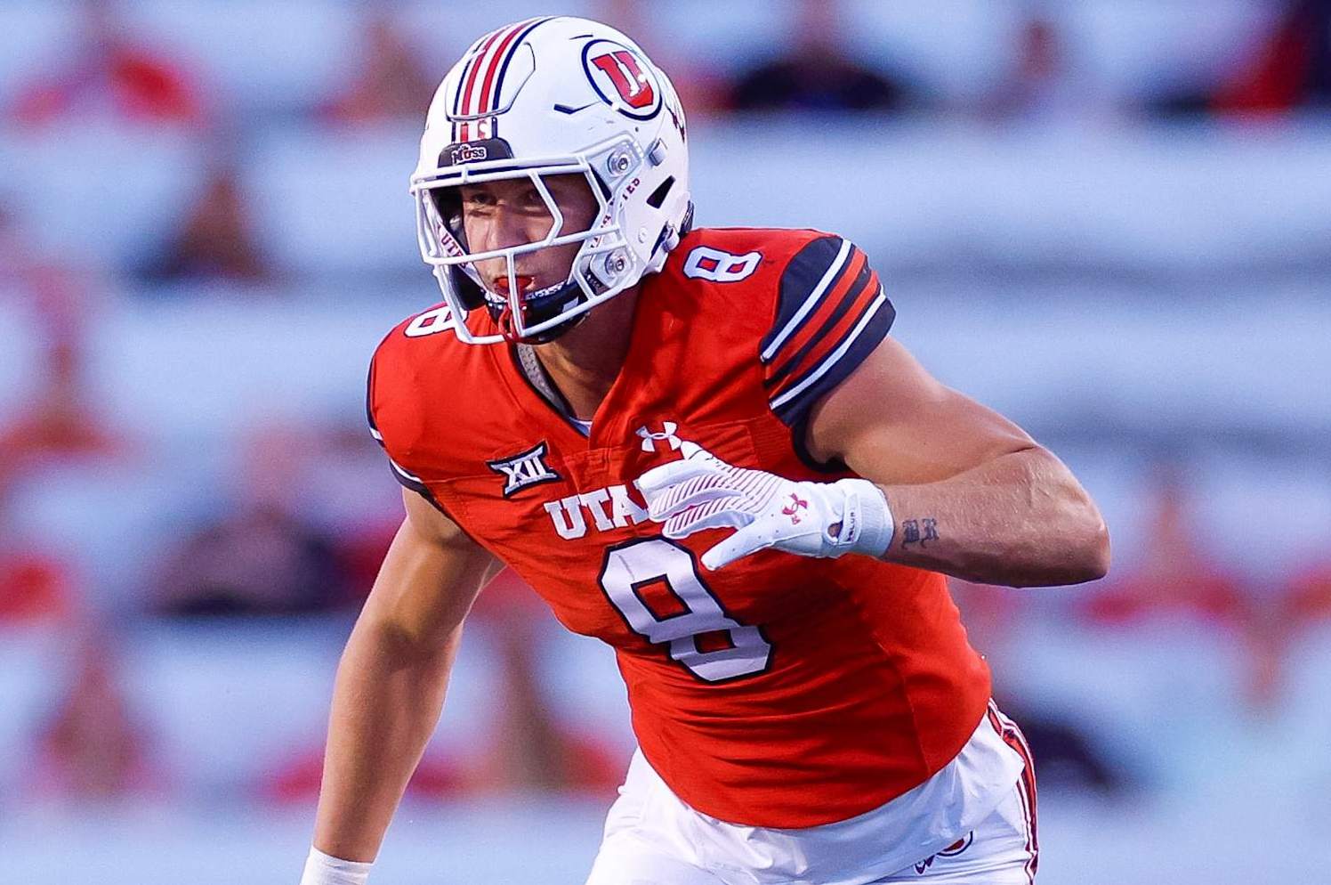 SALT LAKE CITY, UTAH - AUGUST 29: Lander Barton #8 of the Utah Utes pressures the pocket during the first half against the Southern Utah Thunderbirds at Rice Eccles Stadium on August 29, 2024 in Salt Lake City, Utah. (Photo by Brandon Sloter/Image Of Sport/Getty Images)