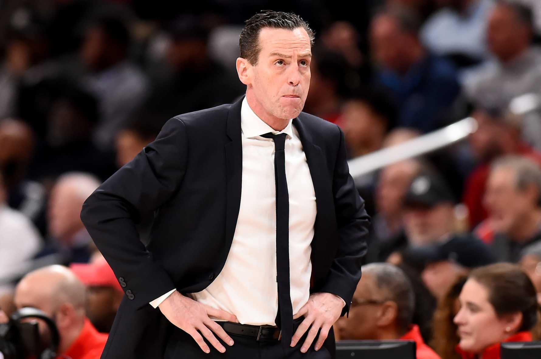 WASHINGTON, DC - FEBRUARY 26: Head coach Kenny Atkinson of the Brooklyn Nets looks on during the first half against the Washington Wizards at Capital One Arena on February 26, 2020 in Washington, DC. NOTE TO USER: User expressly acknowledges and agrees that, by downloading and or using this photograph, User is consenting to the terms and conditions of the Getty Images License Agreement. (Photo by Will Newton/Getty Images)