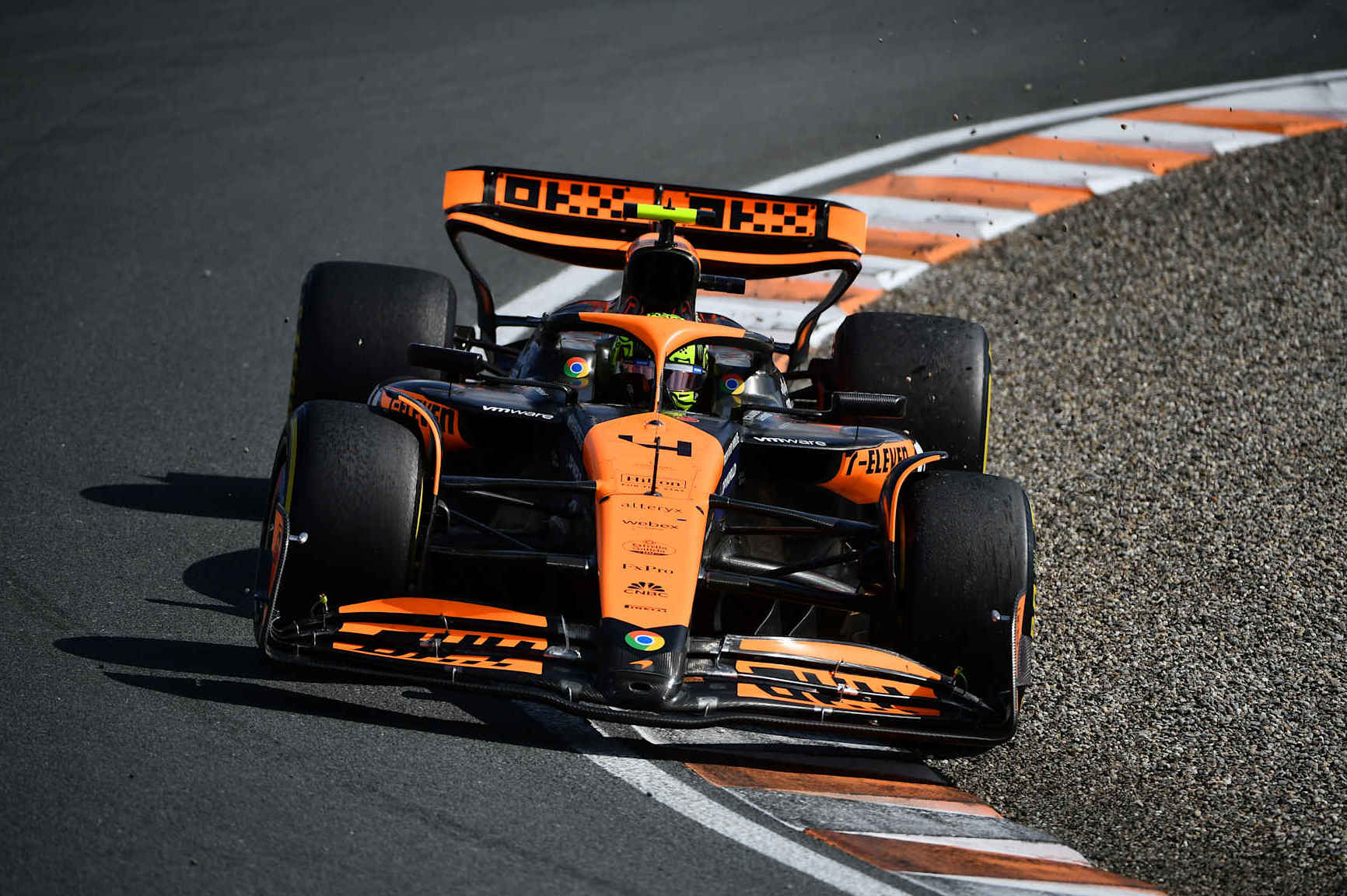 ZANDVOORT, NETHERLANDS - AUGUST 25: Lando Norris of Great Britain driving the (4) McLaren MCL38 Mercedes on track during the F1 Grand Prix of Netherlands at Circuit Zandvoort on August 25, 2024 in Zandvoort, Netherlands. (Photo by James Sutton - Formula 1/Formula 1 via Getty Images)