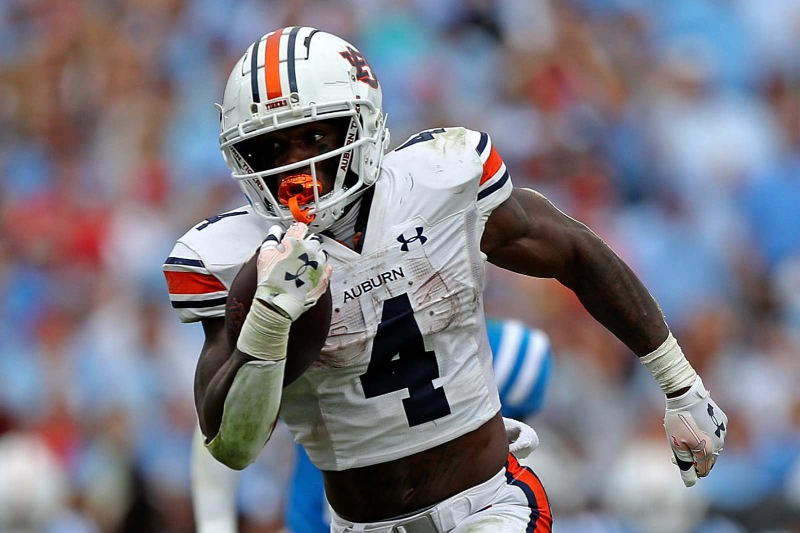 OXFORD, MISSISSIPPI - OCTOBER 15: Tank Bigsby #4 of the Auburn Tigers carries the ball during the game against the Mississippi Rebels at Vaught-Hemingway Stadium on October 15, 2022 in Oxford, Mississippi. (Photo by Justin Ford/Getty Images)