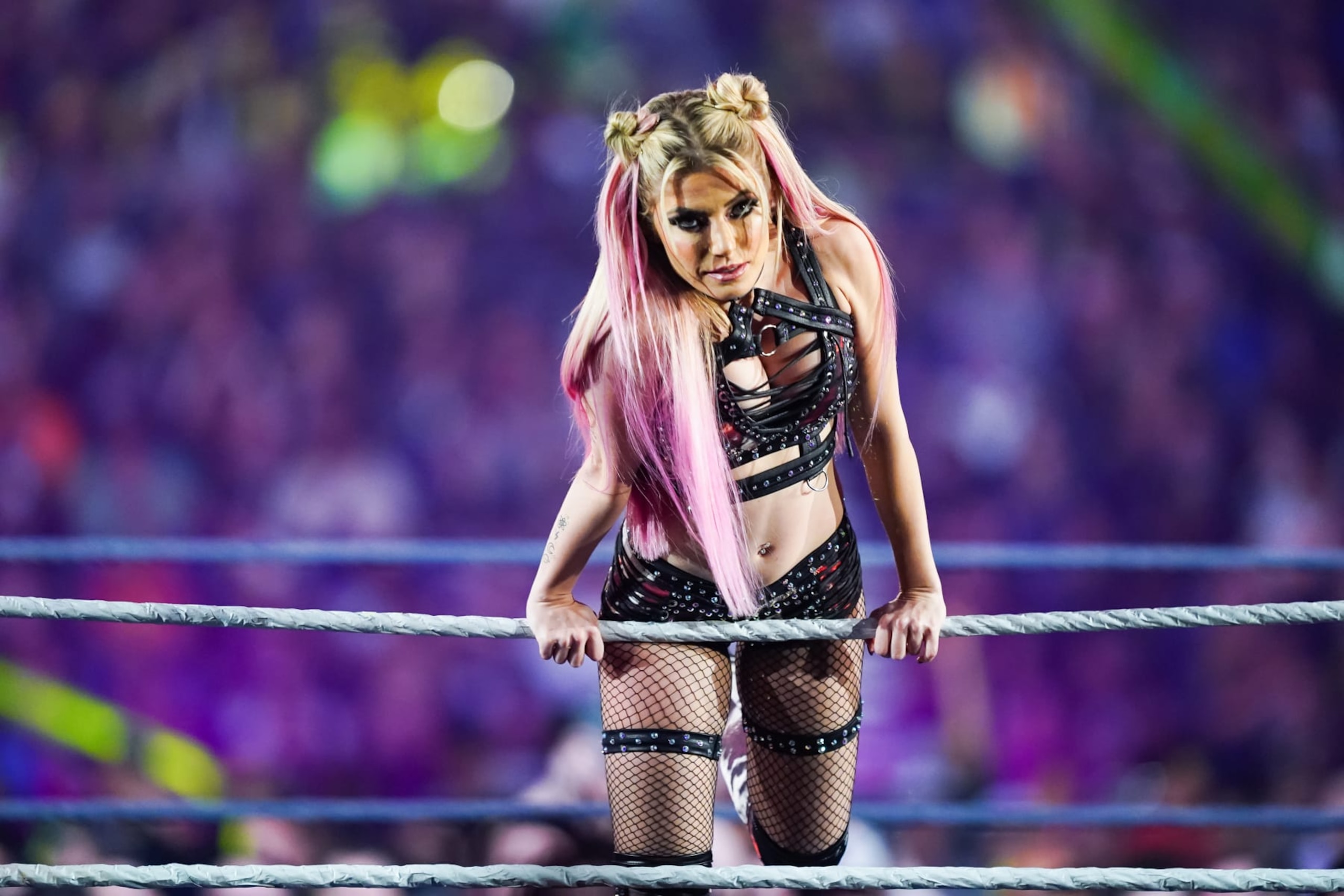 SAN ANTONIO, TEXAS - JANUARY 28: Alexa Bliss is introduced prior to the Raw Women's championship during the WWE Royal Rumble event at the Alamodome on January 28, 2023 in San Antonio, Texas. (Photo by Alex Bierens de Haan/Getty Images) SAN ANTONIO, TEXAS - JANUARY 28: Alexa Bliss is introduced prior to the Raw Women's championship during the WWE Royal Rumble event at the Alamodome on January 28, 2023 in San Antonio, Texas. (Photo by Alex Bierens de Haan/Getty Images)