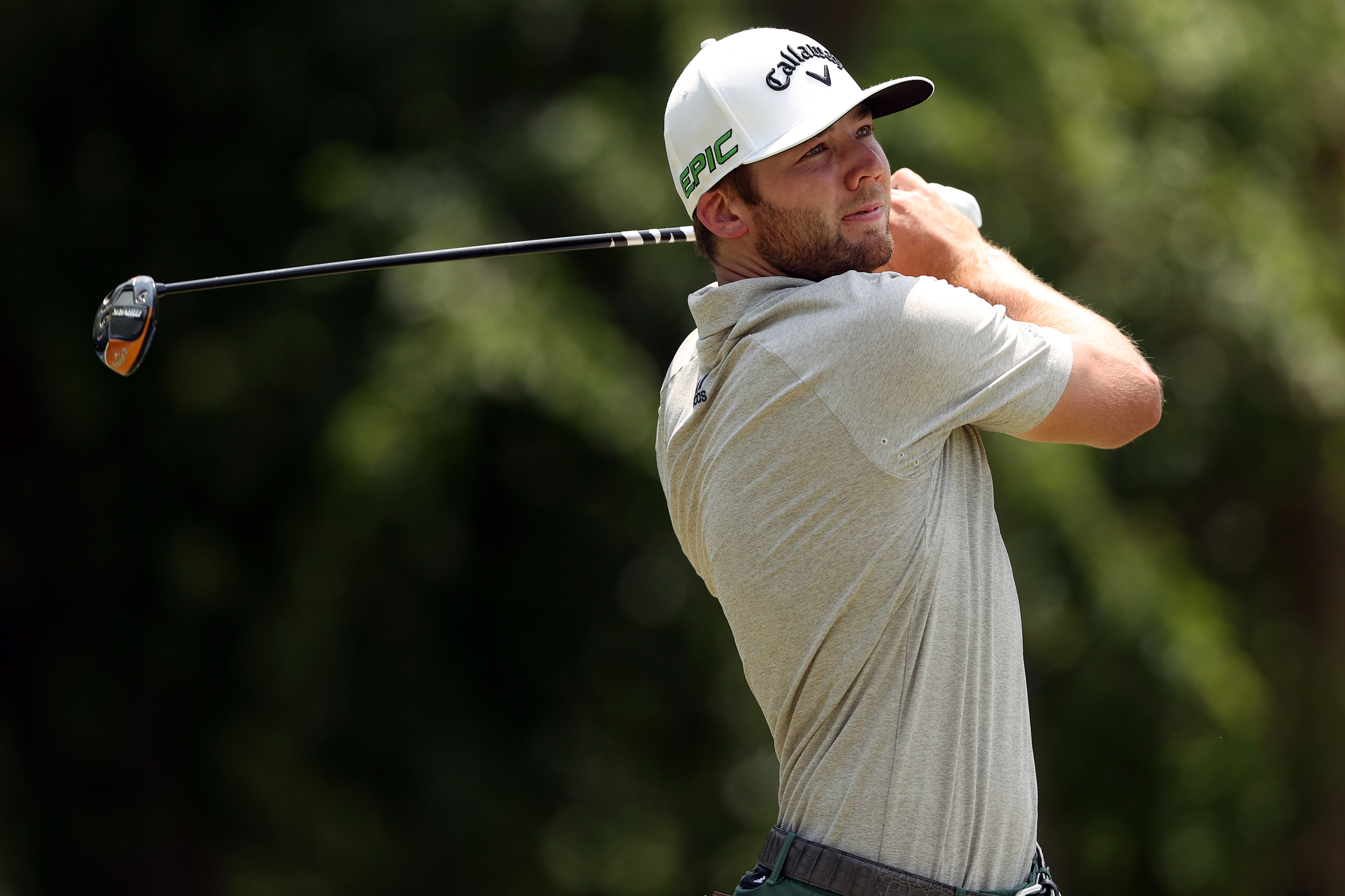 MCKINNEY, TEXAS - MAY 15: Sam Burns hits his tee shot on the 5th hole during round three of the AT&T Byron Nelson at TPC Craig Ranch on May 15, 2021 in McKinney, Texas. (Photo by Matthew Stockman/Getty Images)