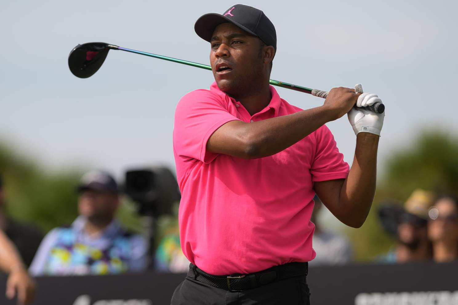 DORAL, FL - OCTOBER 22: Harold Varner 111 of RangeGoats GC during day three of the LIV Golf Invitational - Miami on October 22, 2023, at Trump National Doral Miami in Doral, Florida. (Photo by Michele Eve Sandberg/Icon Sportswire via Getty Images)