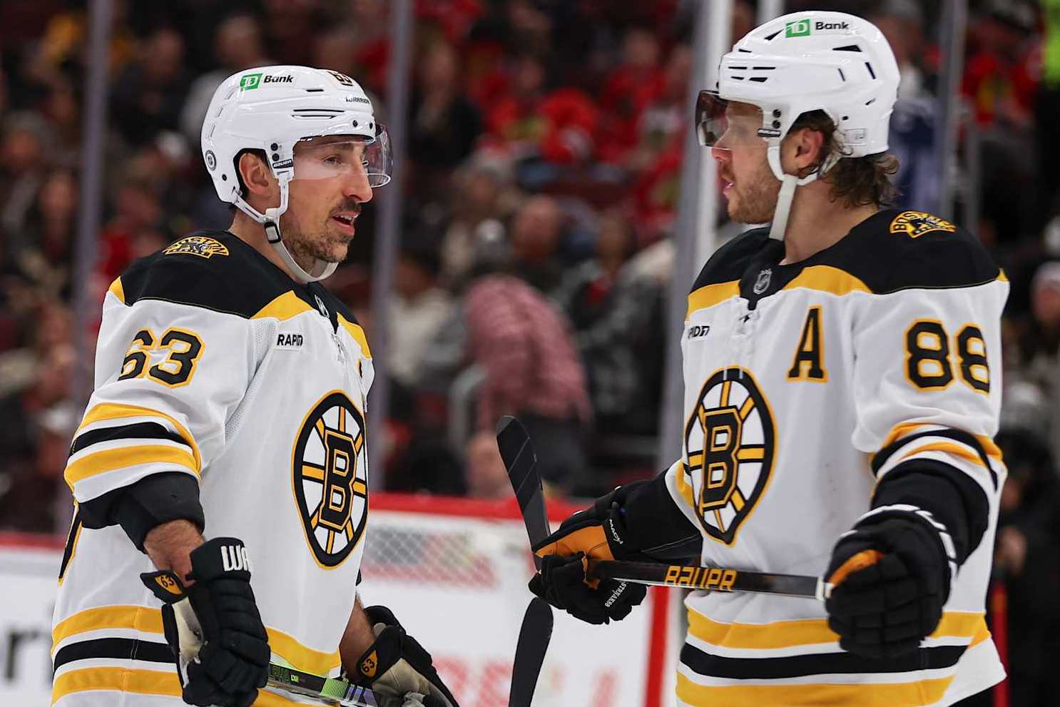 Brad Marchand and David Pastrňák.