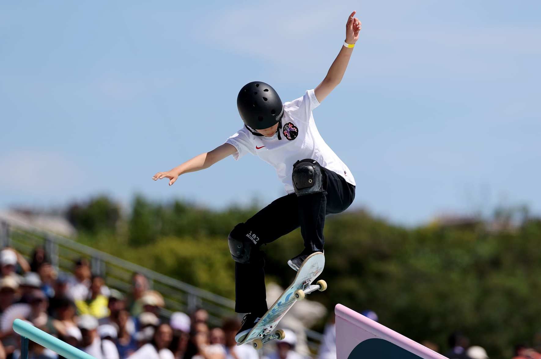 PARIS, FRANCE - JULY 28: Coco Yoshizawa of Team Japan competes during the Women's Street Prelims on day two of the Olympic Games Paris 2024 at Place de la Concorde on July 28, 2024 in Paris, France. (Photo by Lars Baron/Getty Images)