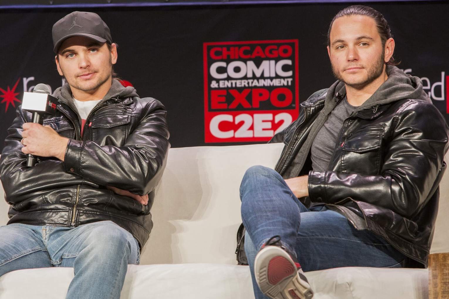 CHICAGO, IL - FEBRUARY 28: Nick Jackson and Matt Jackson of The Young Bucks with the AEW Wrestling during C2E2 at McCormick Place on February 28, 2020 in Chicago, Illinois. (Photo by Barry Brecheisen/WireImage)