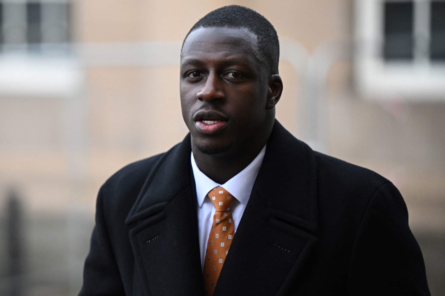 TOPSHOT - Manchester City and France footballer Benjamin Mendy arrives to Chester Crown Court in northwest England on November 17, 2022 during his trial for a string of sexual offences including rape, attempted rape and sexual assault. - Mendy denies seven counts of rape, one count of attempted rape and one count of sexual assault against six young women. (Photo by Oli SCARFF / AFP) (Photo by OLI SCARFF/AFP via Getty Images)