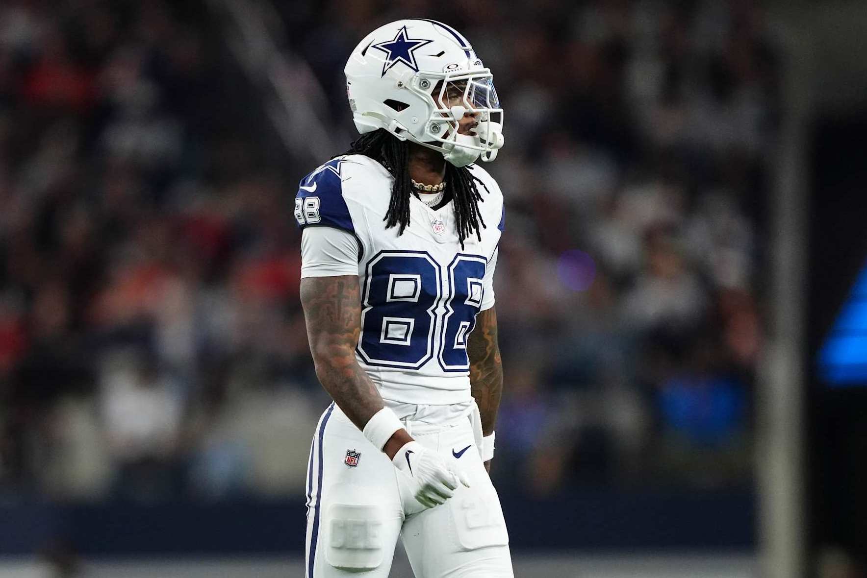 ARLINGTON, TX - DECEMBER 09: CeeDee Lamb #88 of the Dallas Cowboys runs across the field during an NFL football game against the Cincinnati Bengals at AT&T Stadium on December 9, 2024 in Arlington, Texas. (Photo by Cooper Neill/Getty Images)