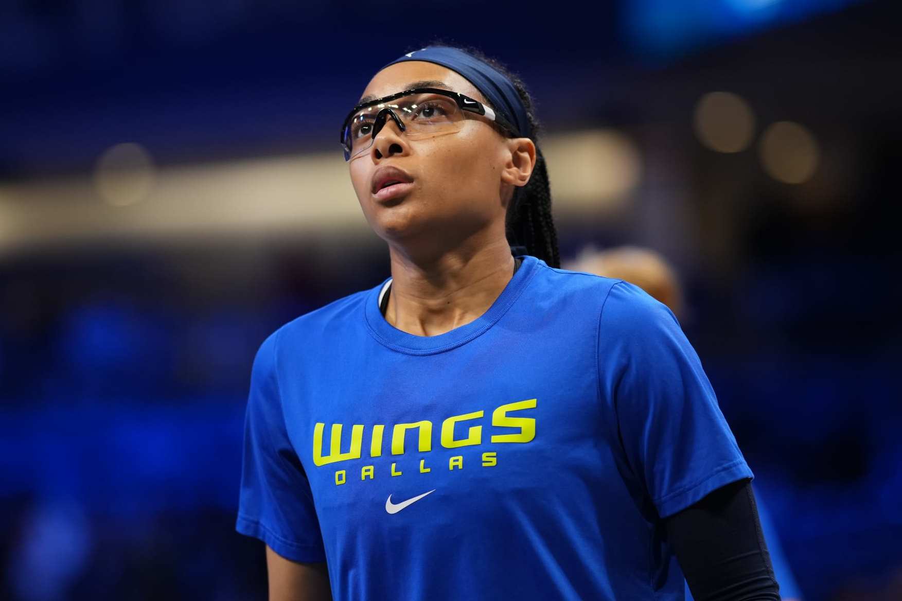 ARLINGTON, TX - AUGUST 24: Allisha Gray #15 of the Dallas Wings looks on before Round 1 Game 3 of the 2022 WNBA Playoffs on August 24, 2022 at the College Park Center in Arlington, Texas. NOTE TO USER: User expressly acknowledges and agrees that, by downloading and/or using this Photograph, user is consenting to the terms and conditions of the Getty Images License Agreement. Mandatory Copyright Notice: Copyright 2022 NBAE (Photo by Cooper Neill/NBAE via Getty Images)