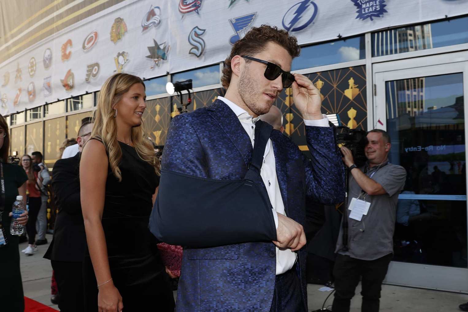 NASHVILLE, TENNESSEE - JUNE 26: Matthew Tkachuk of the Florida Panthers arrives at the 2023 NHL Awards at Bridgestone Arena on June 26, 2023 in Nashville, Tennessee. (Photo by Eliot J. Schechter/NHLI via Getty Images)