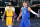 DALLAS, TX - APRIL 22: Anthony Davis #3 of the Los Angeles Lakers stands on the court with Luka Doncic #77 of the Dallas Mavericks on April 22, 2021 at the American Airlines Center in Dallas, Texas. NOTE TO USER: User expressly acknowledges and agrees that, by downloading and or using this photograph, User is consenting to the terms and conditions of the Getty Images License Agreement. Mandatory Copyright Notice: Copyright 2021 NBAE (Photo by Glenn James/NBAE via Getty Images)
