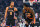 CLEVELAND, OHIO - APRIL 18: Jalen Brunson #11 talks with Julius Randle #30 of the New York Knicks during the first quarter of Game Two of the Eastern Conference First Round Playoffs at Rocket Mortgage Fieldhouse on April 18, 2023 in Cleveland, Ohio. NOTE TO USER: User expressly acknowledges and agrees that, by downloading and or using this photograph, User is consenting to the terms and conditions of the Getty Images License Agreement. (Photo by Jason Miller/Getty Images)