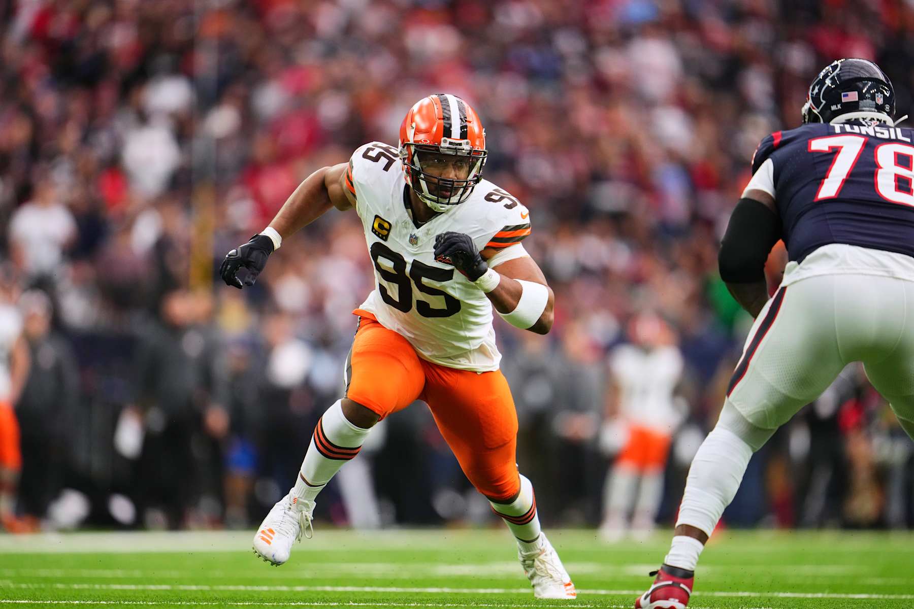 Reigning NFL Defensive Player of the Year Myles Garrett