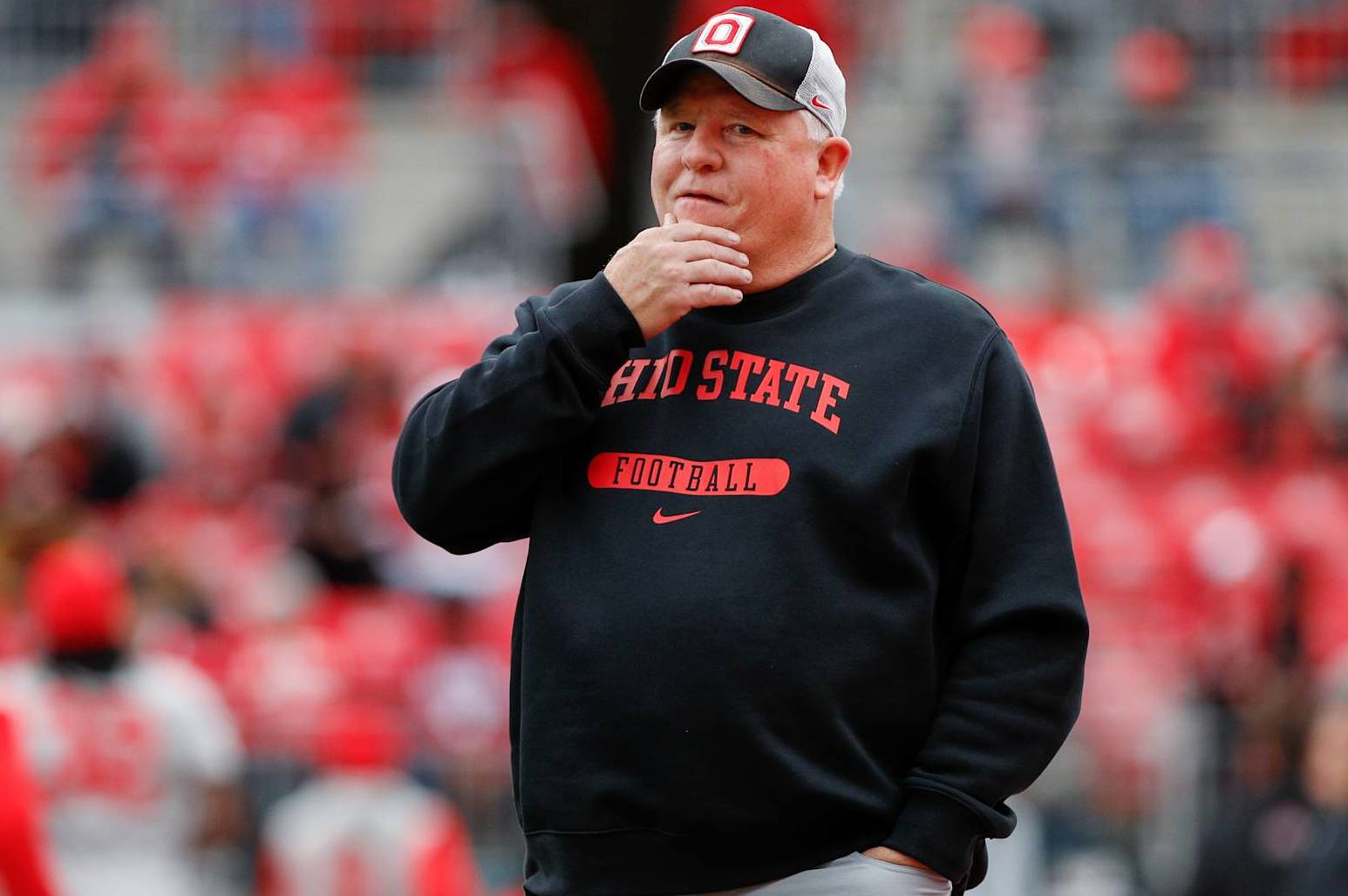 COLUMBUS, OH - NOVEMBER 23: Ohio State Buckeyes offensive coordinator Chip Kelly before the game against the Indiana Hoosiers and the Ohio State Buckeyes on November 23, 2024, at Ohio Stadium in Columbus, OH. (Photo by Ian Johnson/Icon Sportswire via Getty Images)