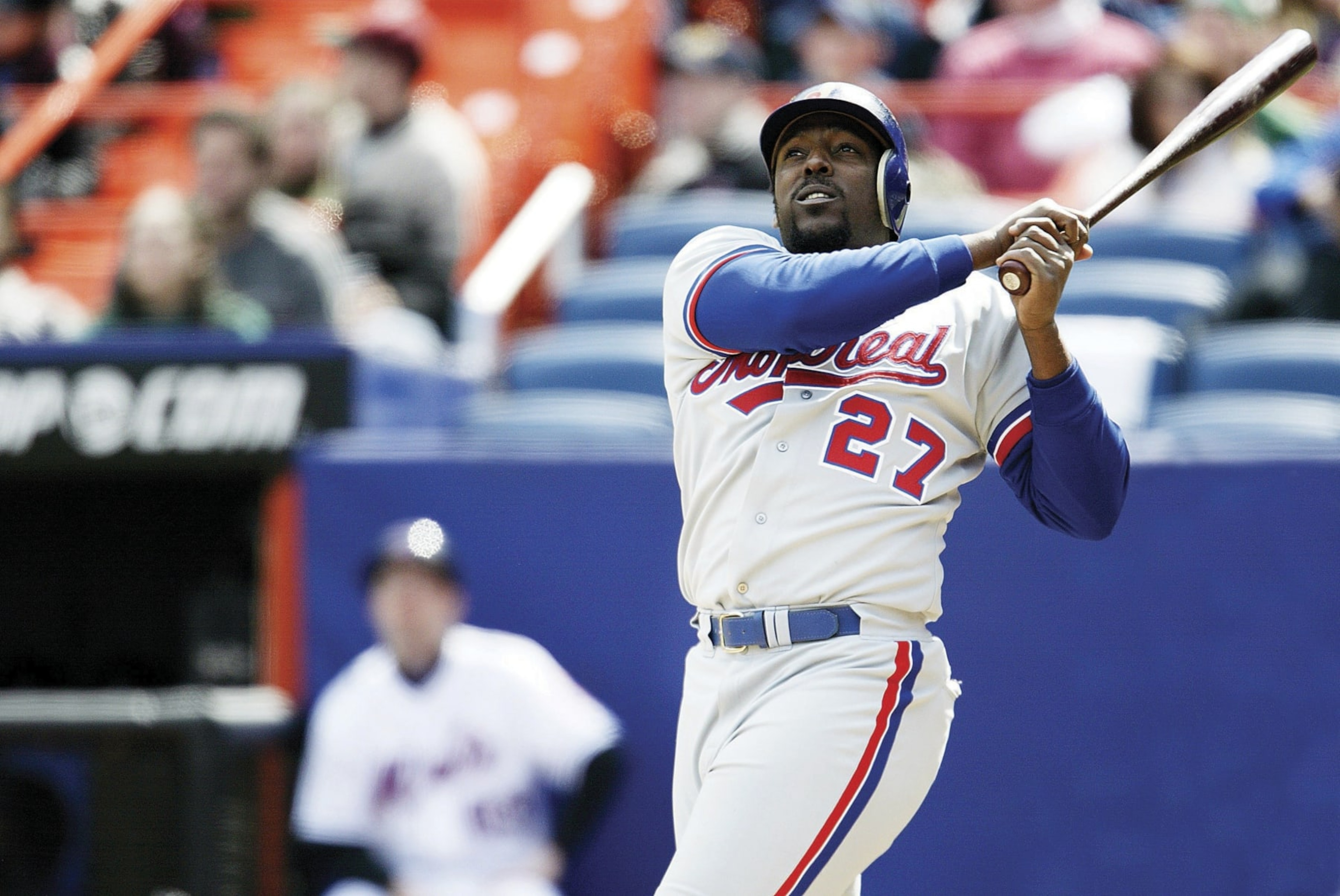 UNITED STATES - APRIL 06:  Baseball: Montreal Expos Vladimir Guerrero in action vs New York Mets, Flushing, NY 4/6/2003  (Photo by Heinz Kluetmeier/Sports Illustrated via Getty Images)  (SetNumber: X68169 TK2)