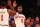NEW YORK, NEW YORK - OCTOBER 21: Cam Reddish #0 of the New York Knicks high fives Obi Toppin #1 of the New York Knicks during the second quarter of the game against the Detroit Pistons at Madison Square Garden on October 21, 2022 in New York City. NOTE TO USER: User expressly acknowledges and agrees that,  by downloading and or using this photograph,  User is consenting to the terms and conditions of the Getty Images License Agreement. (Photo by Dustin Satloff/Getty Images)