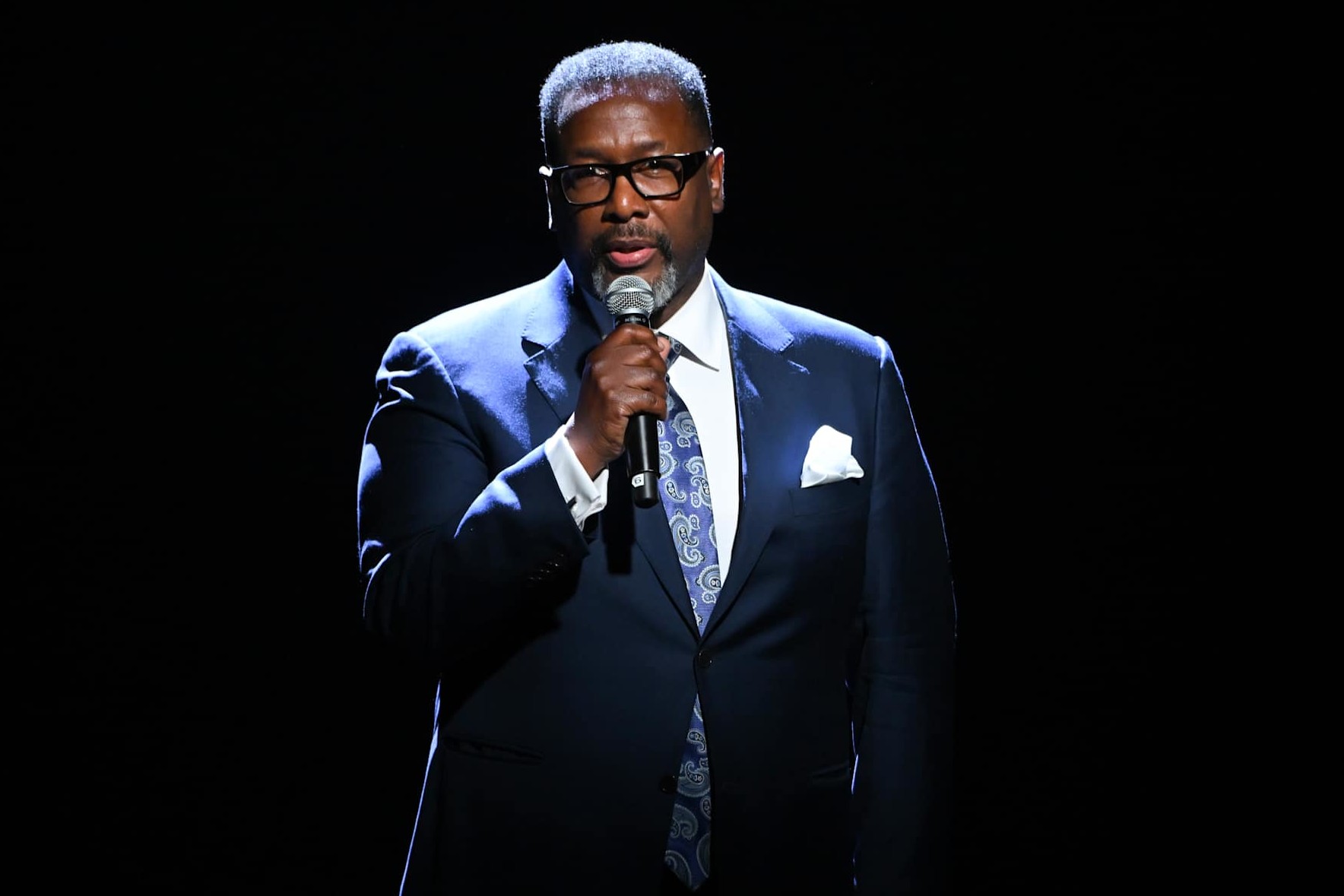 NEW YORK, NEW YORK - OCTOBER 13: Wendell Pierce speaks onstage as USC Shoah Foundation Hosts 30th Anniversary Gala "Ambassadors For Humanity" at New York Hilton on October 13, 2024 in New York City.  (Photo by Bryan Bedder/Getty Images for Shoah Foundation)