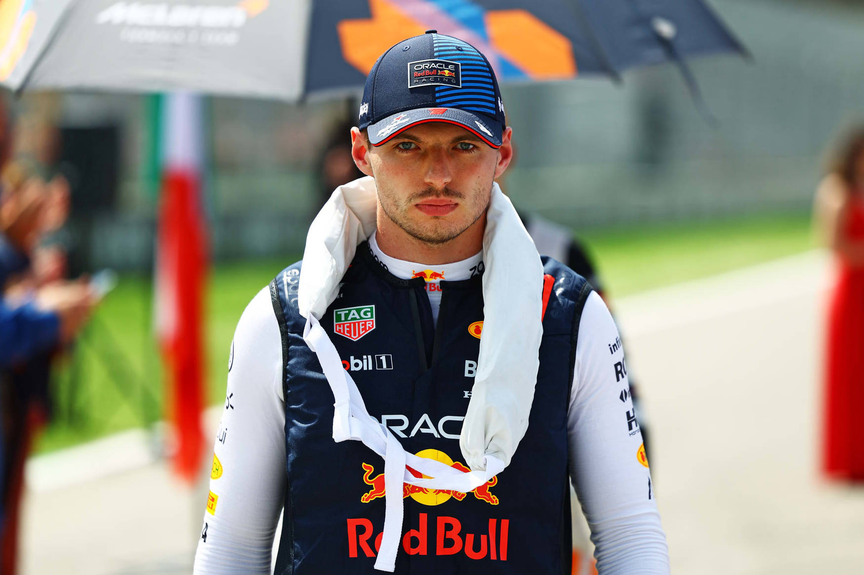 IMOLA, ITALY - MAY 19: Max Verstappen of the Netherlands and Oracle Red Bull Racing prepares to drive on the grid prior to the F1 Grand Prix of Emilia-Romagna at Autodromo Enzo e Dino Ferrari Circuit on May 19, 2024 in Imola, Italy. (Photo by Mark Thompson/Getty Images)