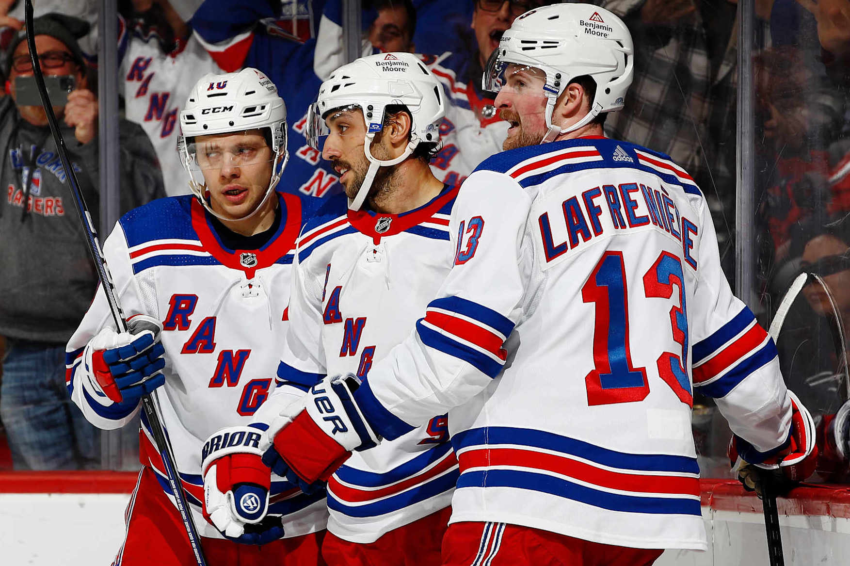 Artemi Panarin, Vincent Trocheck and Alexis Lafreniere.
