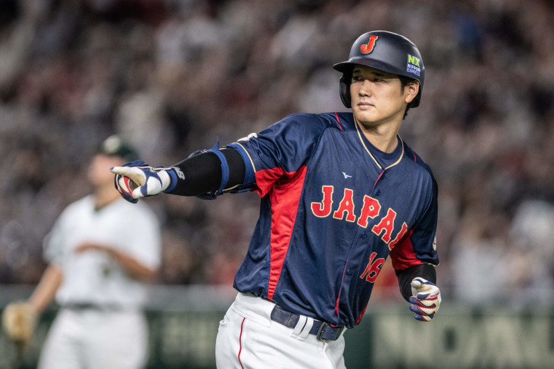 Japan's Shohei Ohtani reacts after hitting a three-run home run during the World Baseball Classic (WBC) Pool B round game between Japan and Australia at the Tokyo Dome in Tokyo on March 12, 2023. (Photo by Yuichi YAMAZAKI / AFP) (Photo by YUICHI YAMAZAKI/AFP via Getty Images)