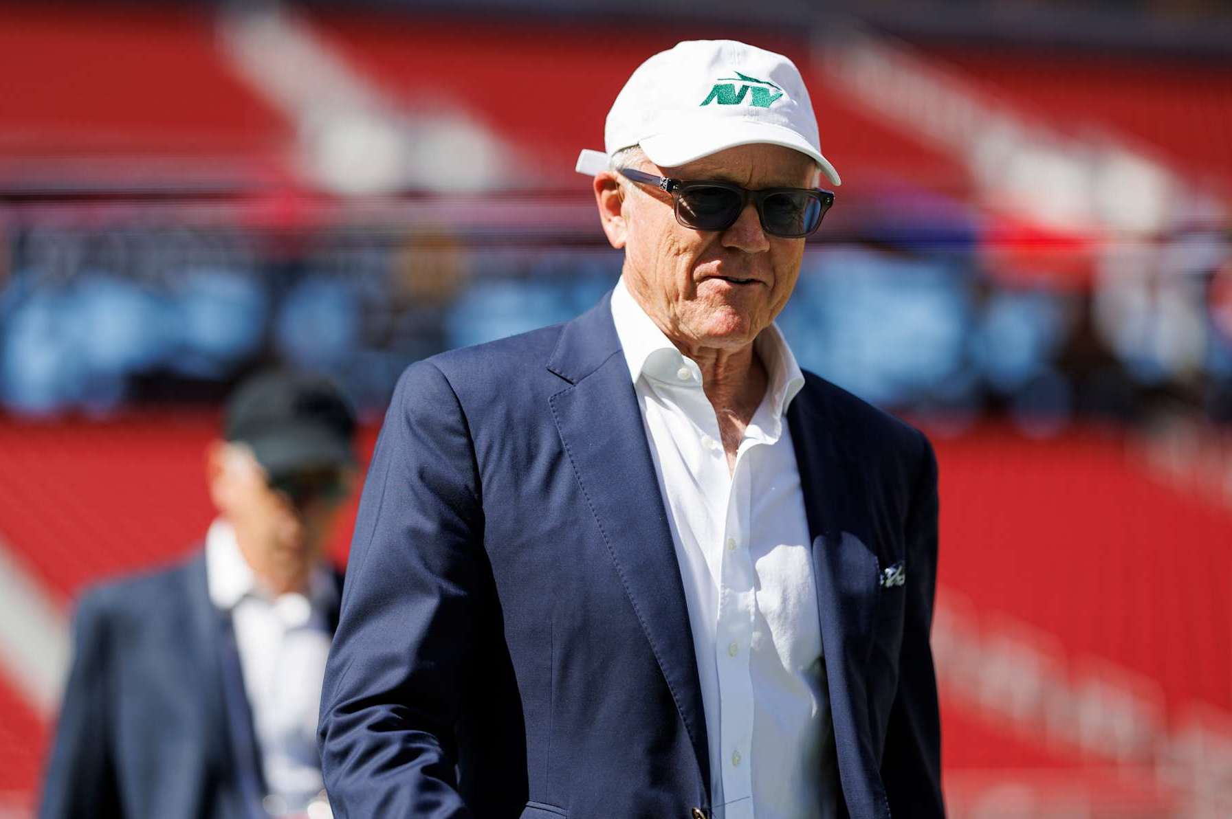 SANTA CLARA, CA - SEPTEMBER 9: Owner Woody Johnson of the New York Jets walks on the field prior to an NFL football game against the San Francisco 49ers, at Levi's Stadium on September 9, 2024 in Santa Clara, California. (Photo by Brooke Sutton/Getty Images)