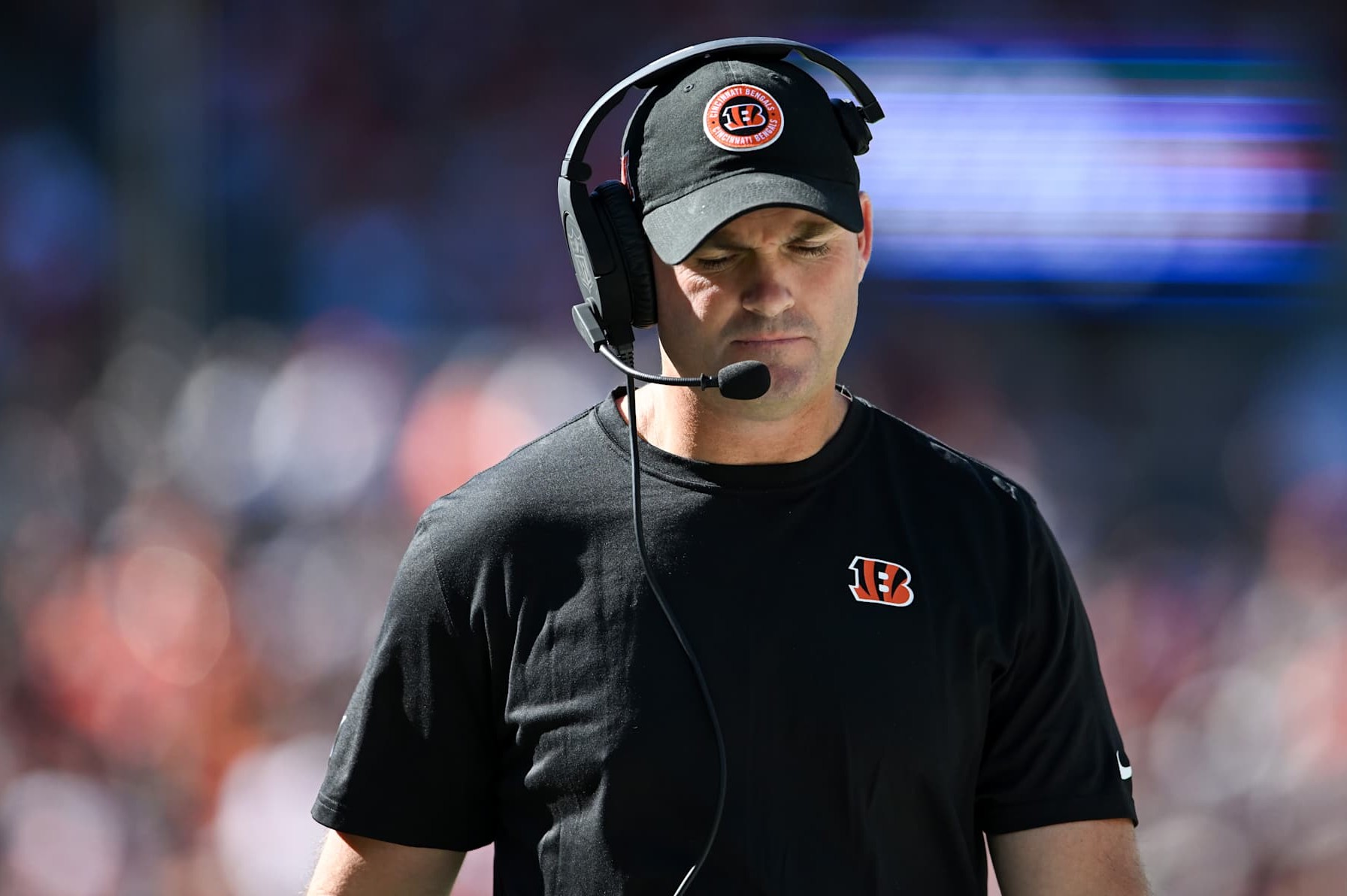 CLEVELAND, OHIO - OCTOBER 20: Head coach Zac Taylor of the Cincinnati Bengals looks on during the first quarter against the Cleveland Browns at Huntington Bank Field on October 20, 2024 in Cleveland, Ohio. (Photo by Nick Cammett/Diamond Images via Getty Images)