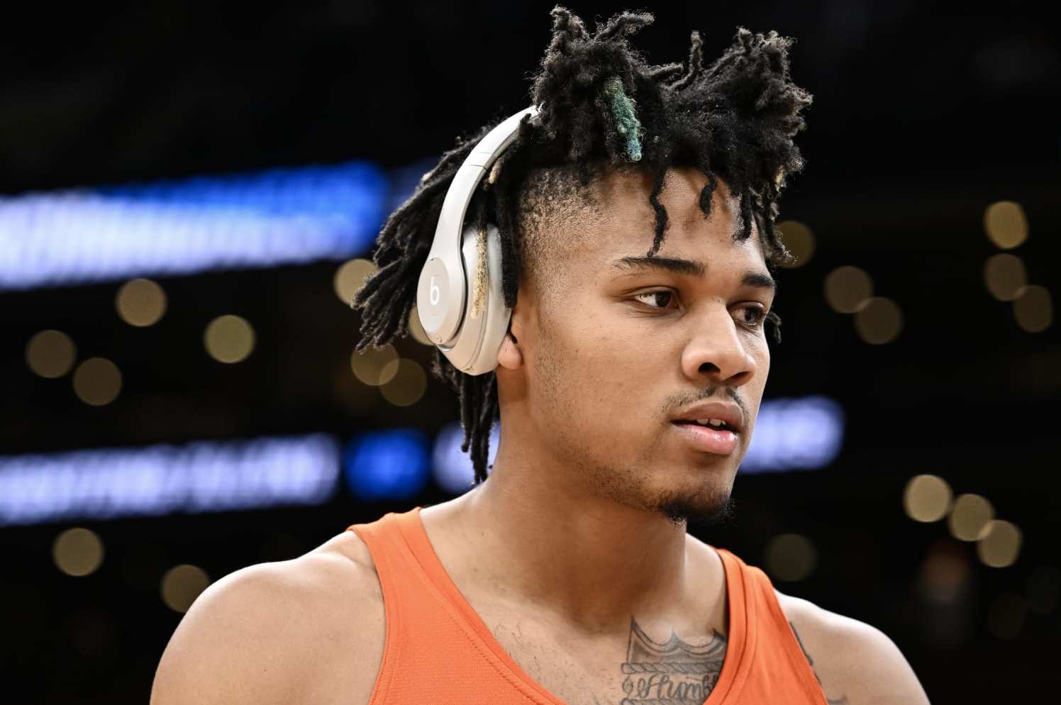 BOSTON, MASSACHUSETTS - MARCH 30: Terrence Shannon Jr. #0 of the Illinois Fighting Illini warms up against the Connecticut Huskies during the Elite Eight round of the 2024 NCAA Men's Basketball Tournament held at TD Garden on March 30, 2024 in Boston, Massachusetts. (Photo by Brett Wilhelm/NCAA Photos via Getty Images)