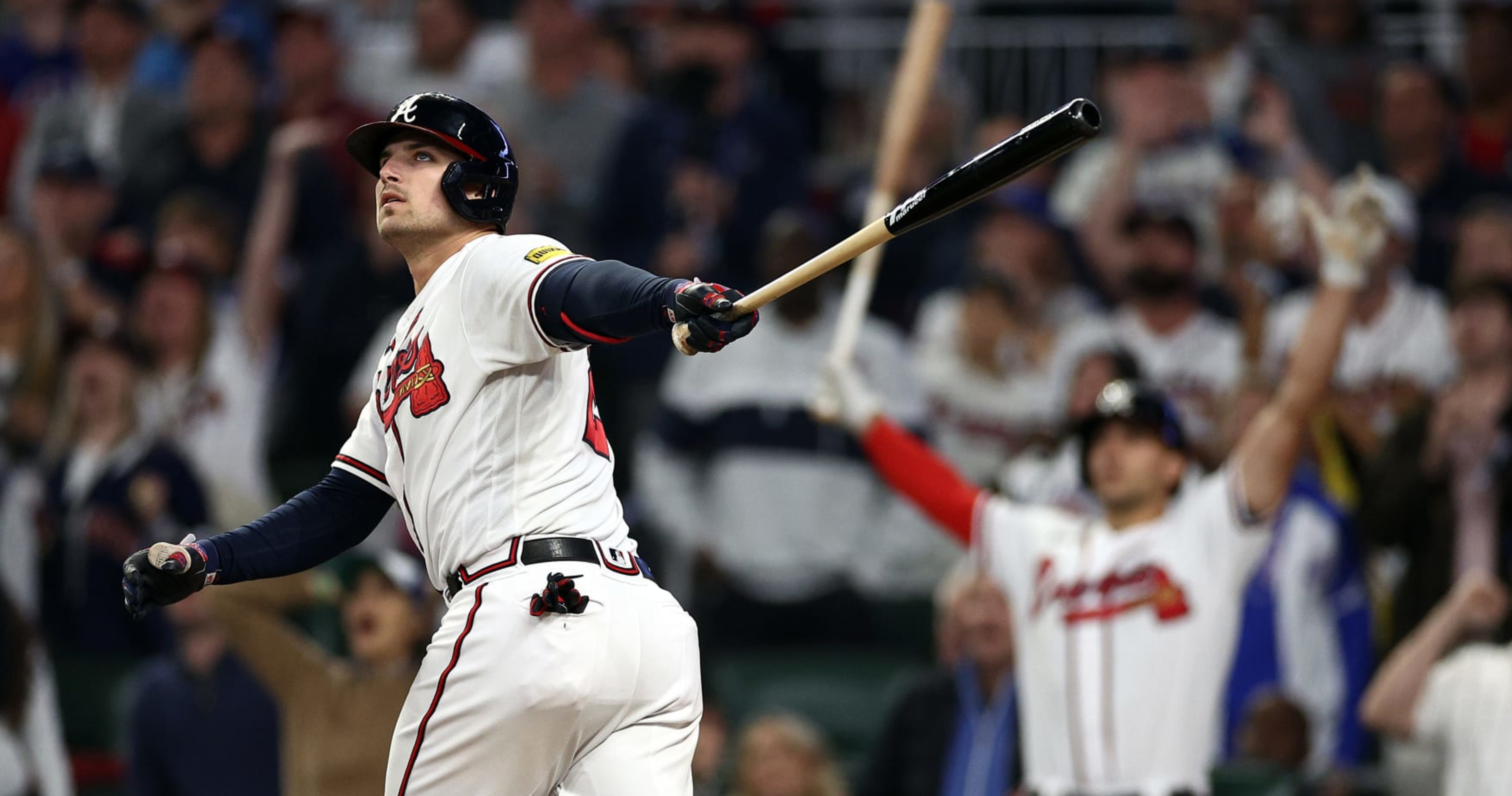 Atlanta Braves third baseman Austin Riley is greeted at home plate by  News Photo - Getty Images