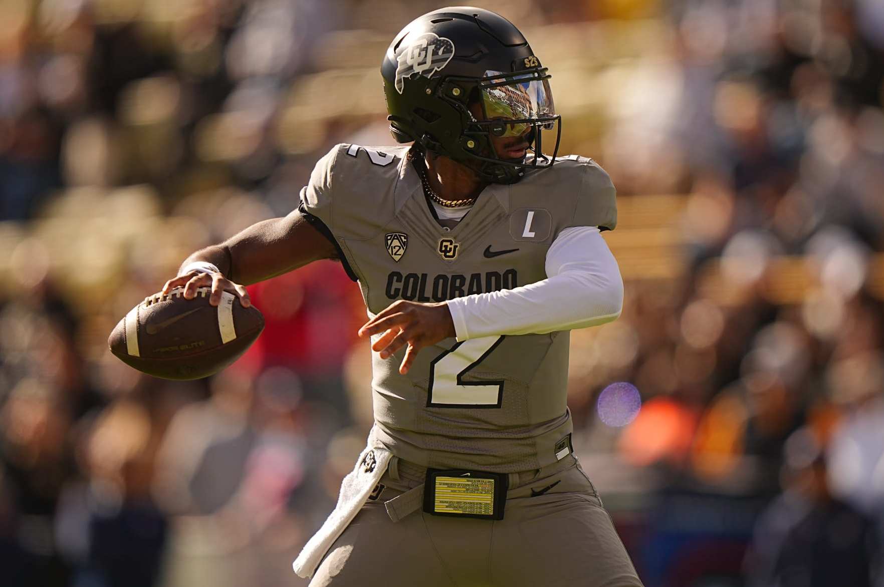 College Football: Colorado quarterback Shedeur Sanders (2) in action, throws the football vs Arizona at Folsom Field. 
Boulder, CO 11/11/2023 
CREDIT: Erick W. Rasco (Photo by Erick W. Rasco/Sports Illustrated via Getty Images) 
(Set Number: X164462)