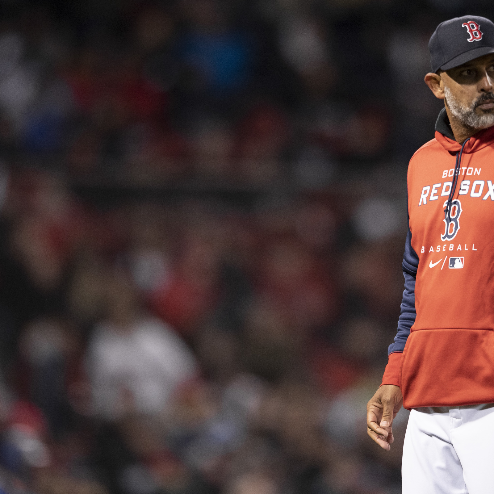 Alex Cora wears LSU jersey during Red Sox batting practice after