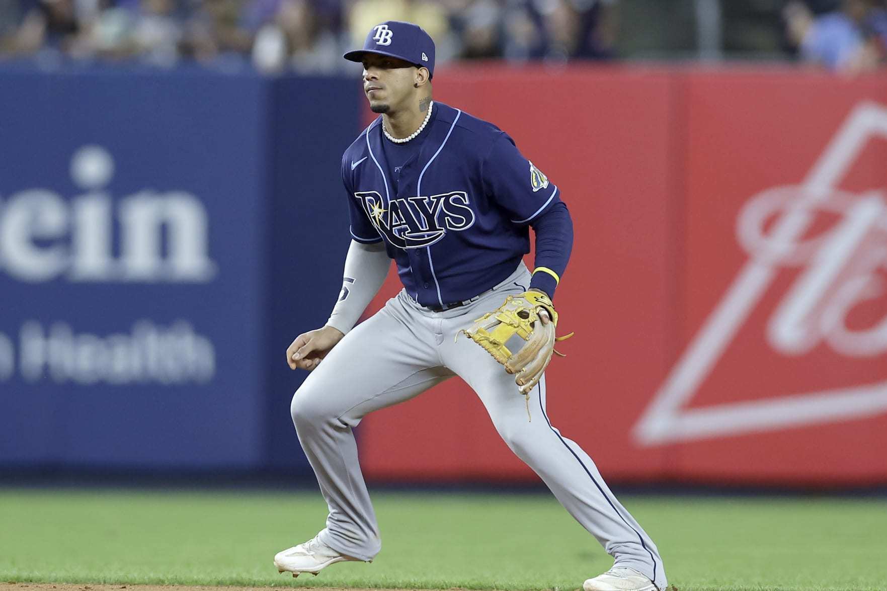 NEW YORK, NEW YORK - JULY 31:  Wander Franco #5 of the Tampa Bay Rays in action against the New York Yankees at Yankee Stadium on July 31, 2023 in Bronx borough of New York City. The Rays defeated the Yankees 5-1. (Photo by Jim McIsaac/Getty Images)
