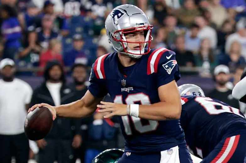 New England Patriots quarterback Drake Maye