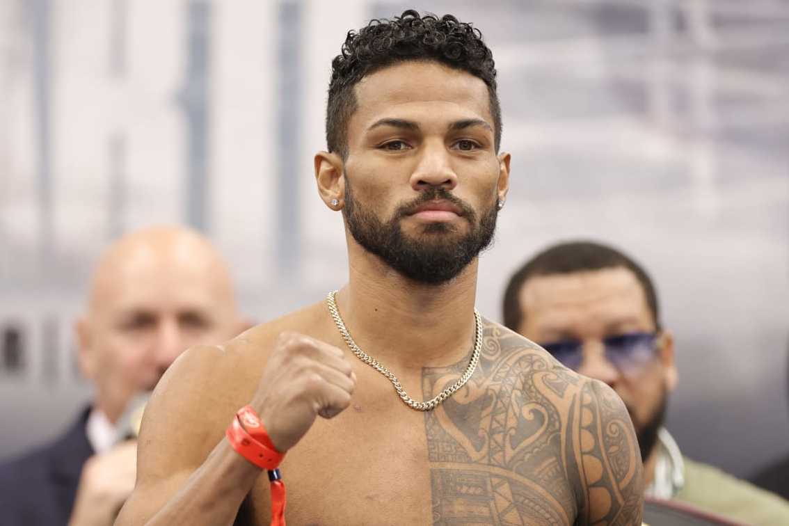 HOUSTON, TEXAS - DECEMBER 01: Shane Mosley Jr weighs in at Toyota Center on December 01, 2023 in Houston, Texas. (Photo by Carmen Mandato/Getty Images)
