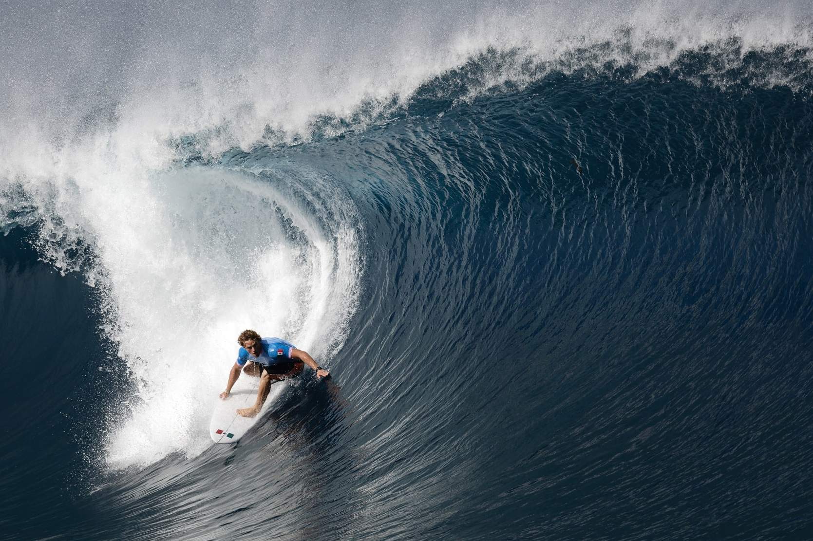 TEAHUPO'O, FRENCH POLYNESIA - JULY 29: Alan Cleland of Team Mexico surfs a wave during round three of surfing on day three of the Olympic Games Paris 2024 on July 29, 2024 in Teahupo'o, French Polynesia. (Photo by Sean M. Haffey/Getty Images)
